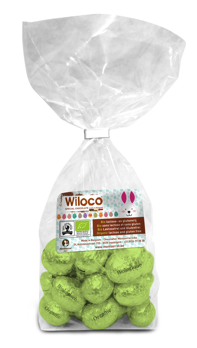 Wiloco Paaseitjes tropisch bruin/praliné kokosbl. bio+lactosevrij 150g